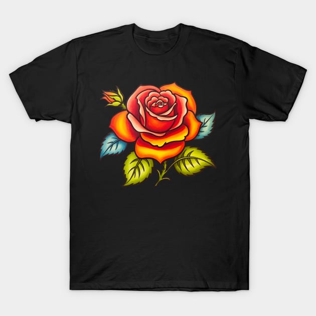 Rose Flash Tattoo T-Shirt by AI Art Originals